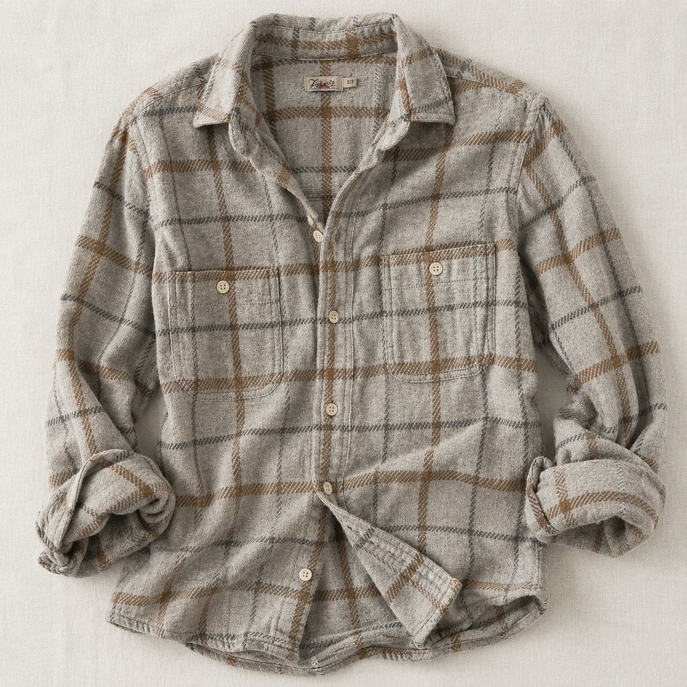 Faherty Legend Sweater Shirt Mens S Grey Plaid Windowpane WKH2216-OTW
